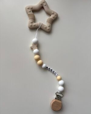 Vardinis kramtuko ir čiulptuko laikiklio rinkinys "Little star" Mamuli