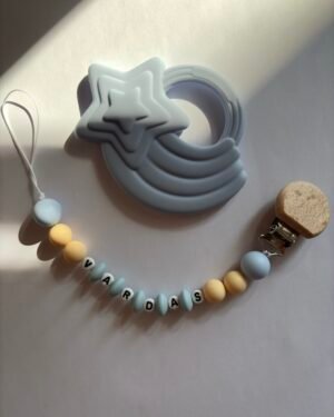 Vardinis čiulptuko laikiklio ir kramtuko rinkinys “Little star”